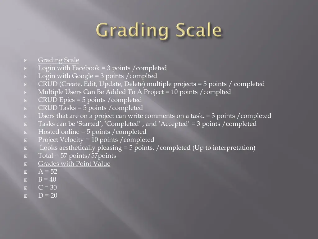 grading scale login with facebook 3 points