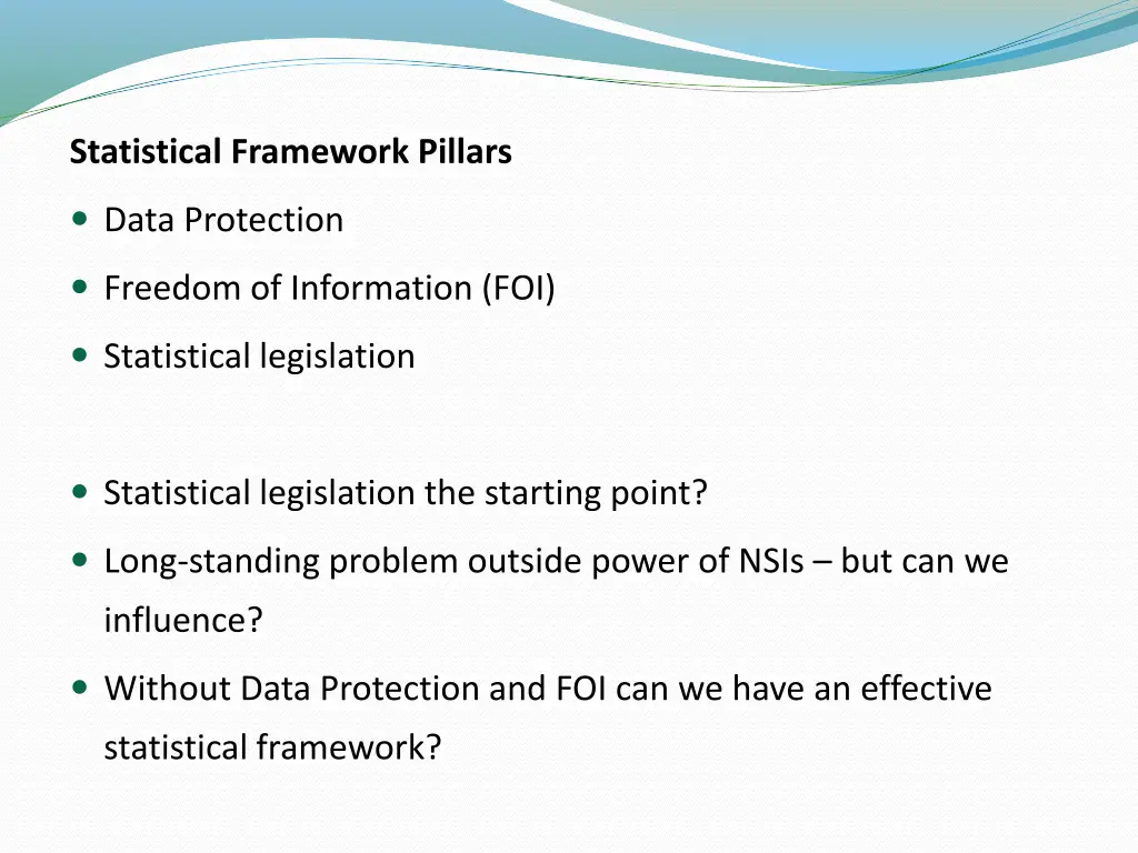 statistical framework pillars