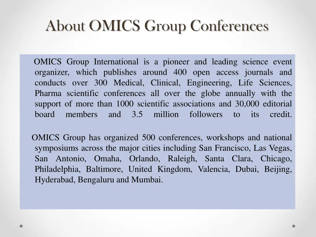 about omics group conferences