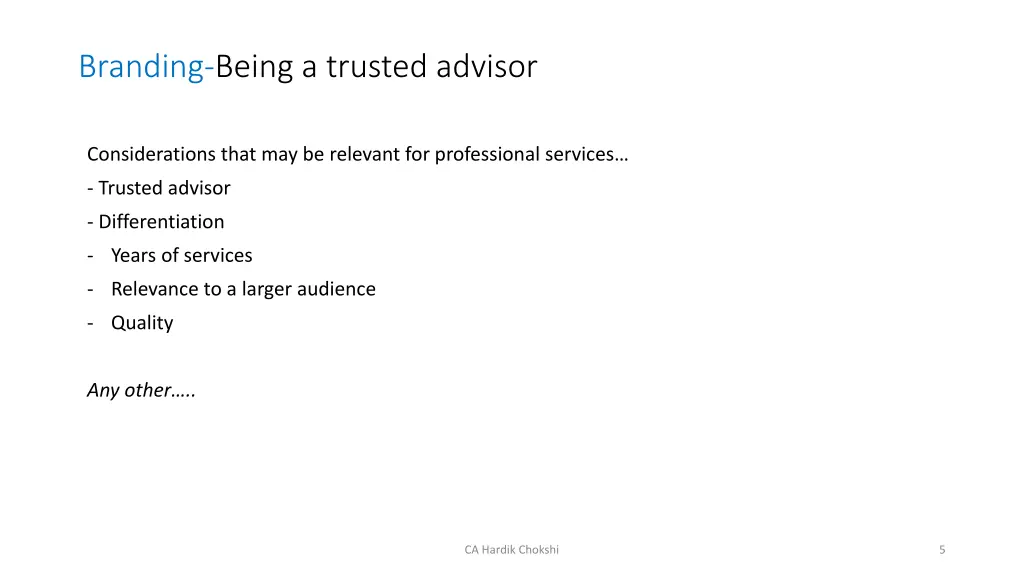 branding being a trusted advisor