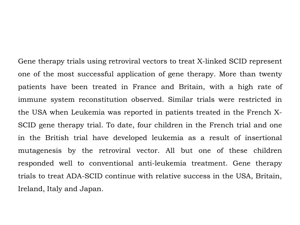 gene therapy trials using retroviral vectors