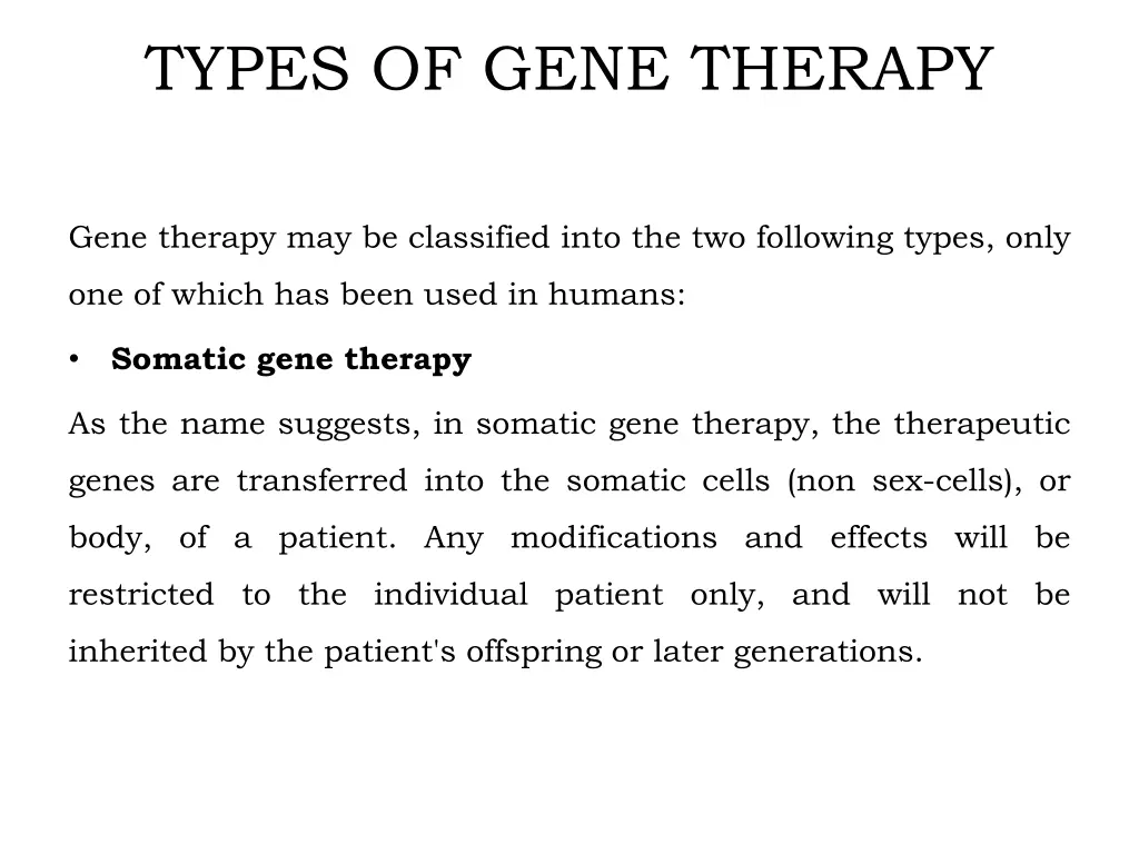 types of gene therapy