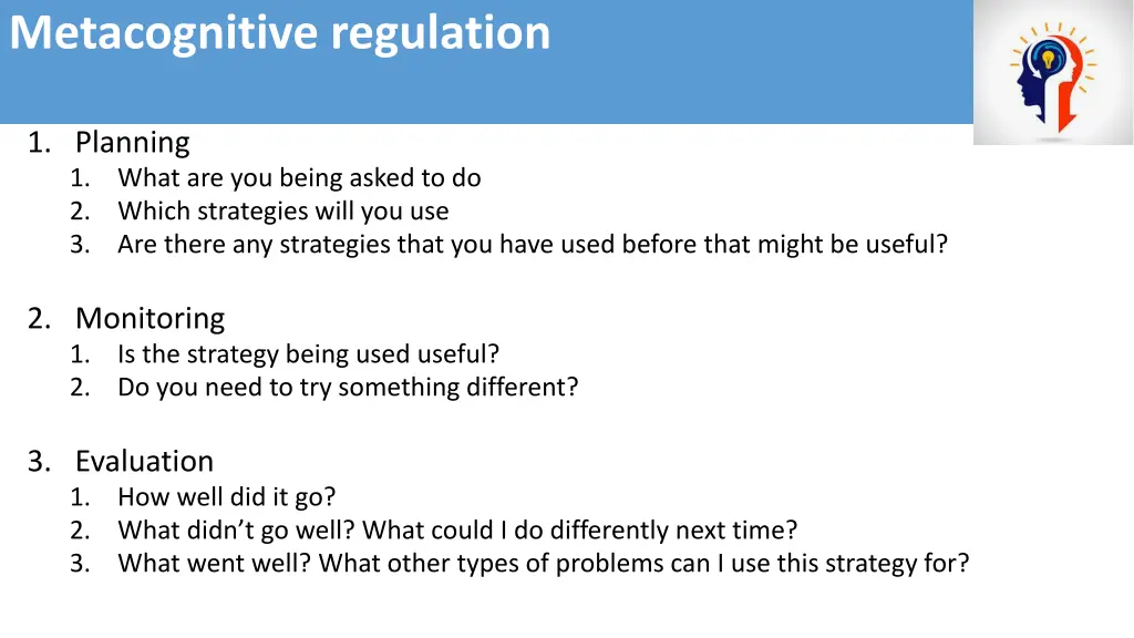 metacognitive regulation 1