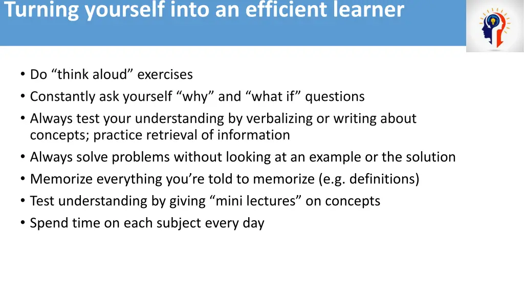 turning yourself into an efficient learner