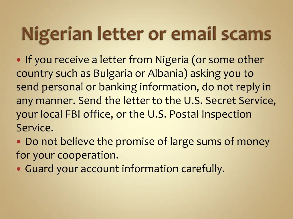 if you receive a letter from nigeria or some