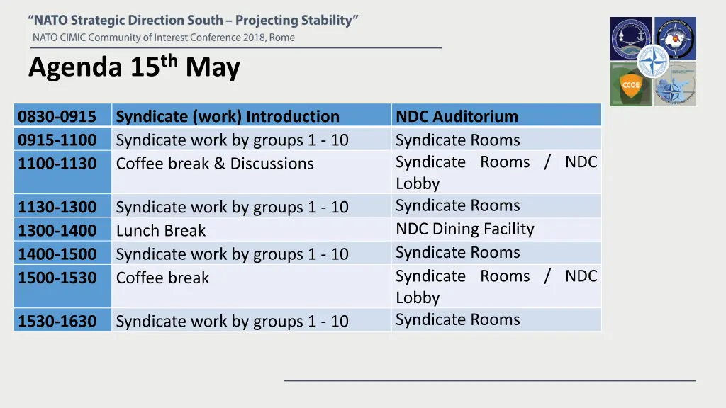 agenda 15 th may