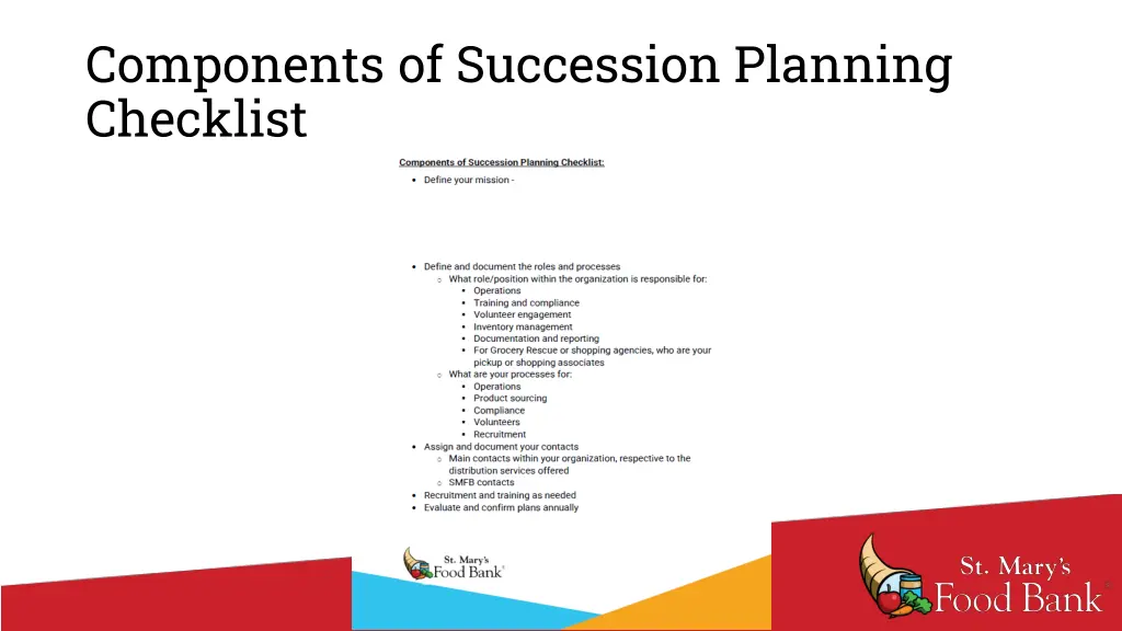 components of succession planning checklist