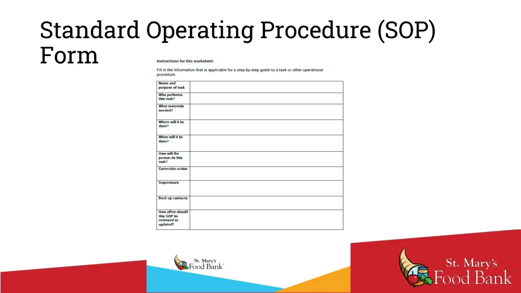 standard operating procedure sop form