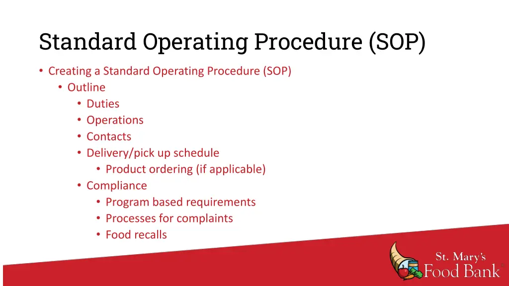 standard operating procedure sop