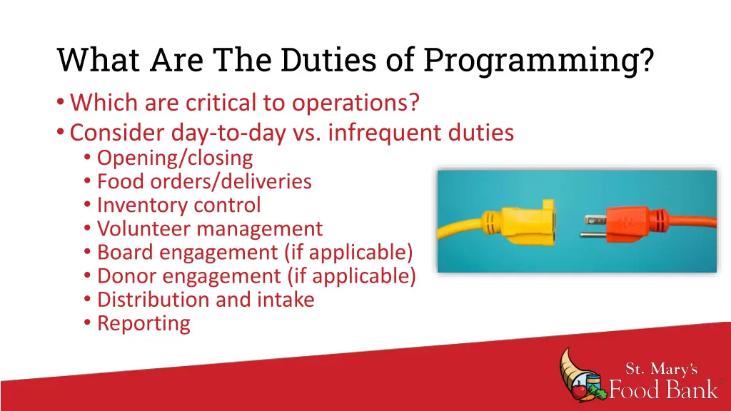 what are the duties of programming which