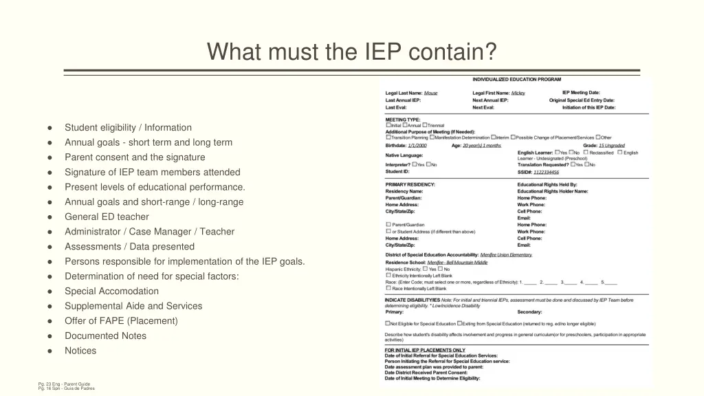 what must the iep contain