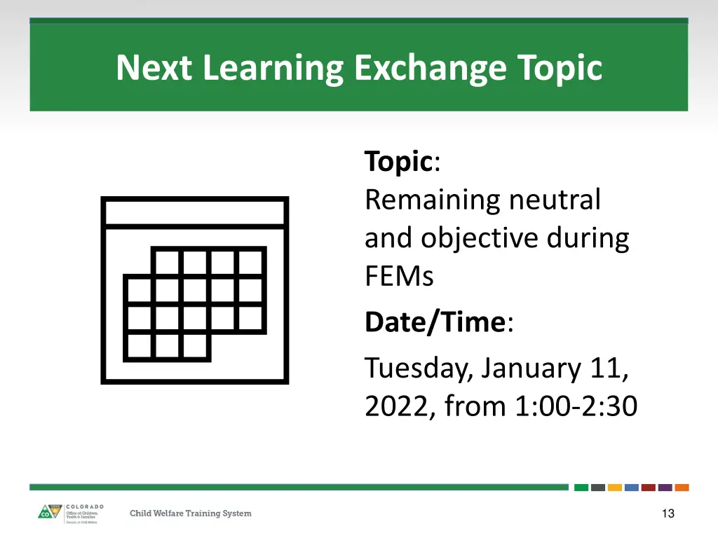 next learning exchange topic