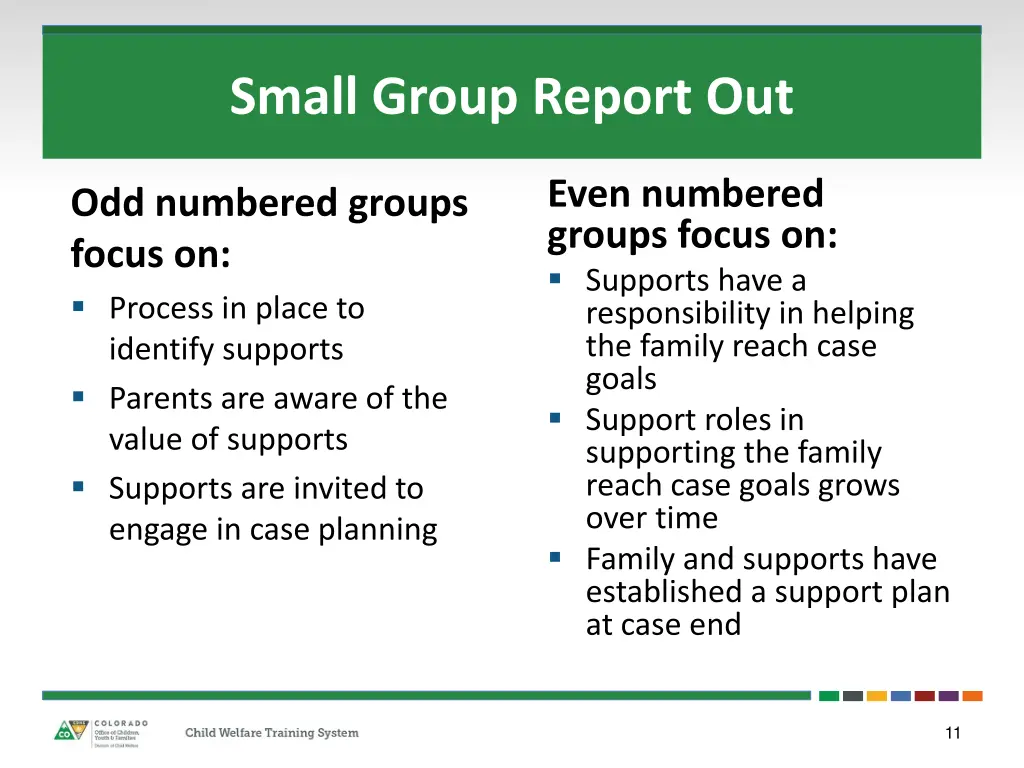 small group report out