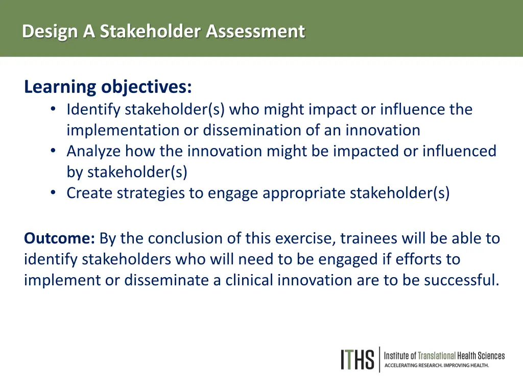 design a stakeholder assessment