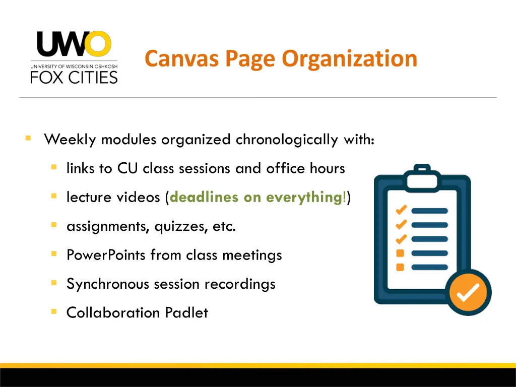 canvas page organization