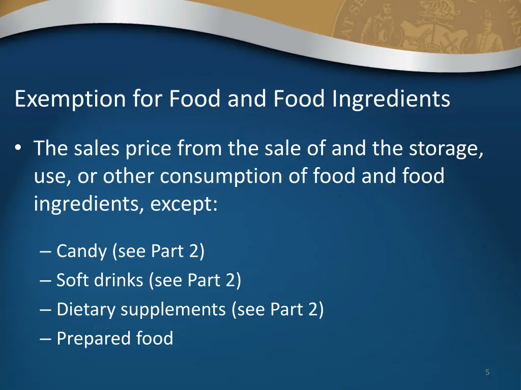 exemption for food and food ingredients