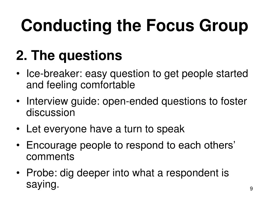 conducting the focus group 1