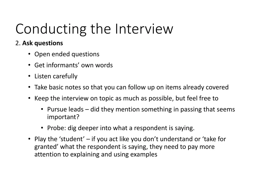 conducting the interview 2 ask questions open