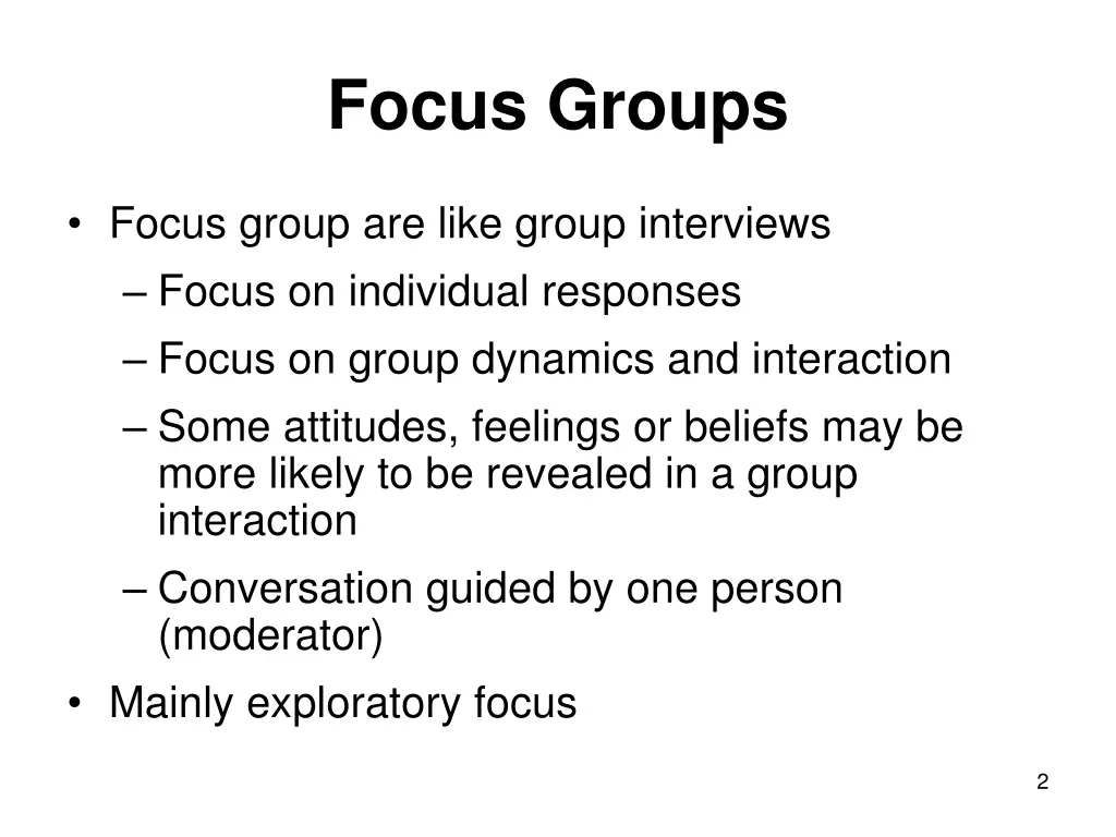 focus groups