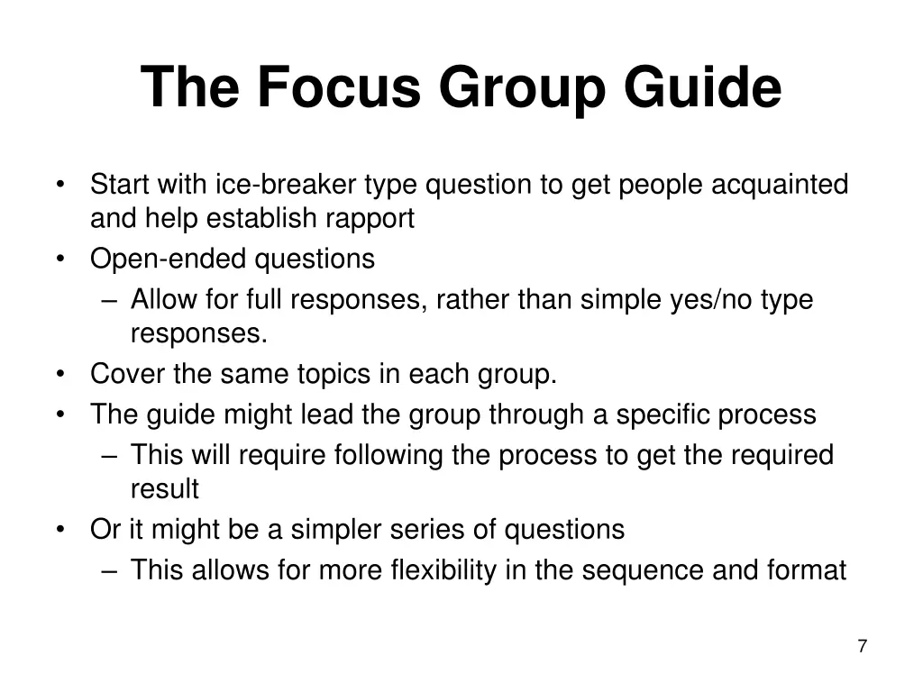 the focus group guide