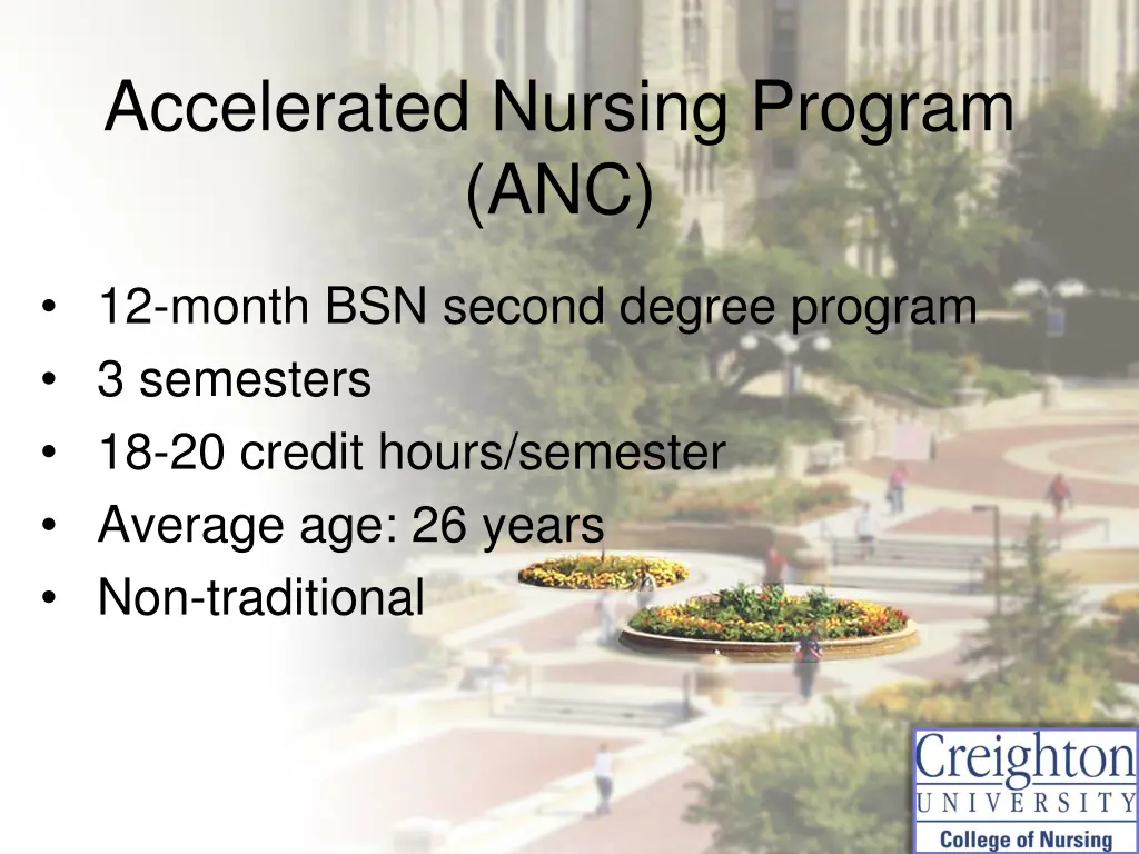 accelerated nursing program anc