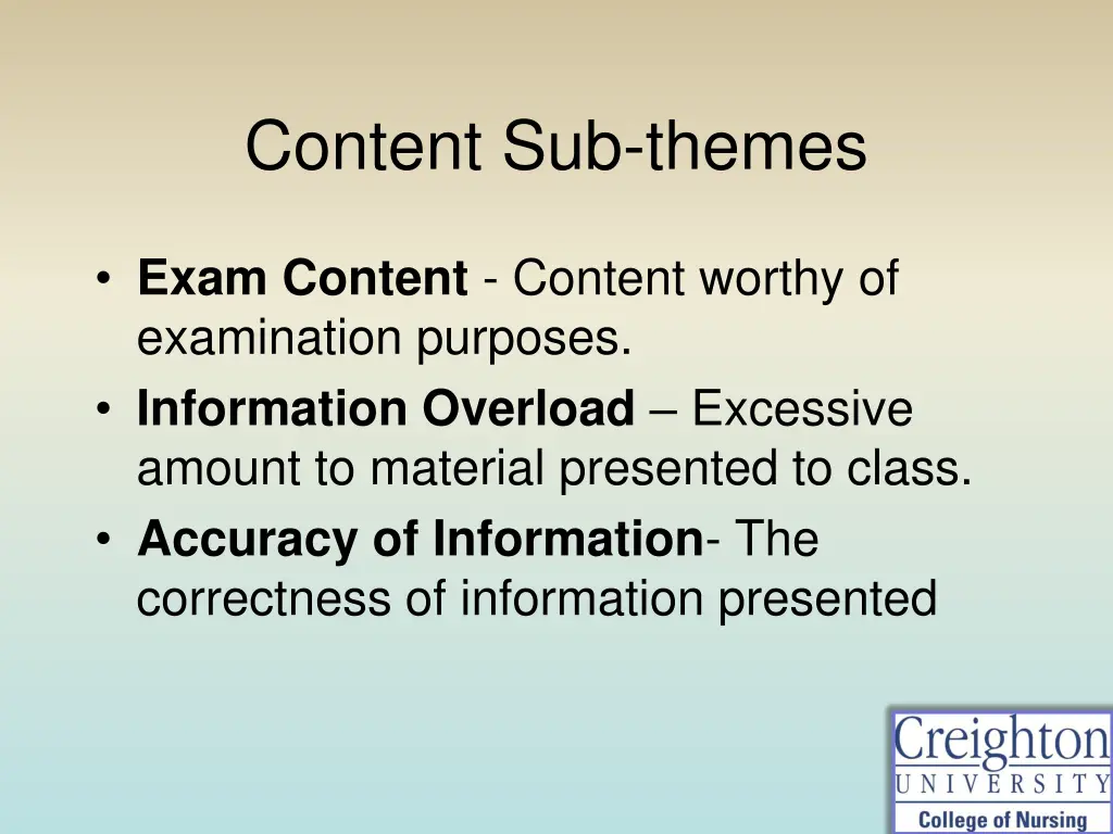 content sub themes