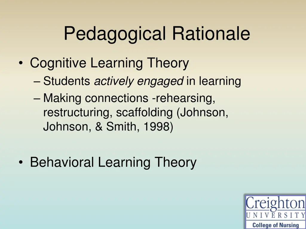 pedagogical rationale