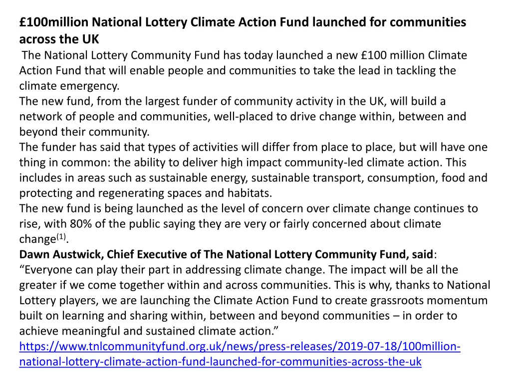 100million national lottery climate action fund