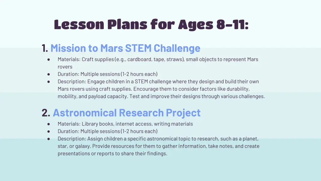 lesson plans for ages 8 11 1