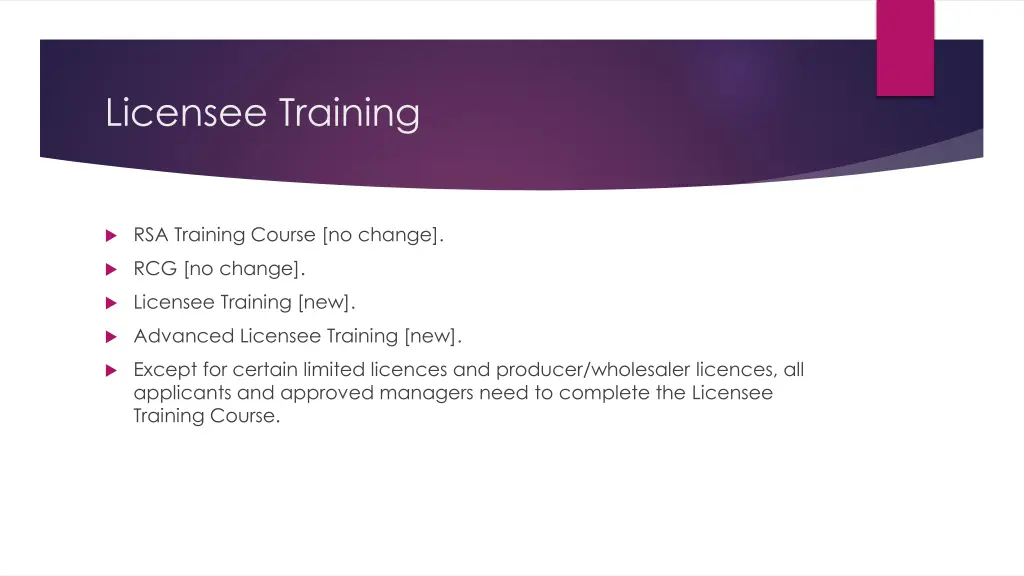 licensee training