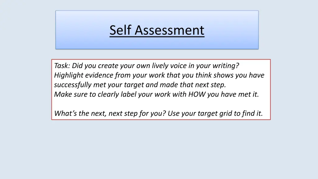 self assessment