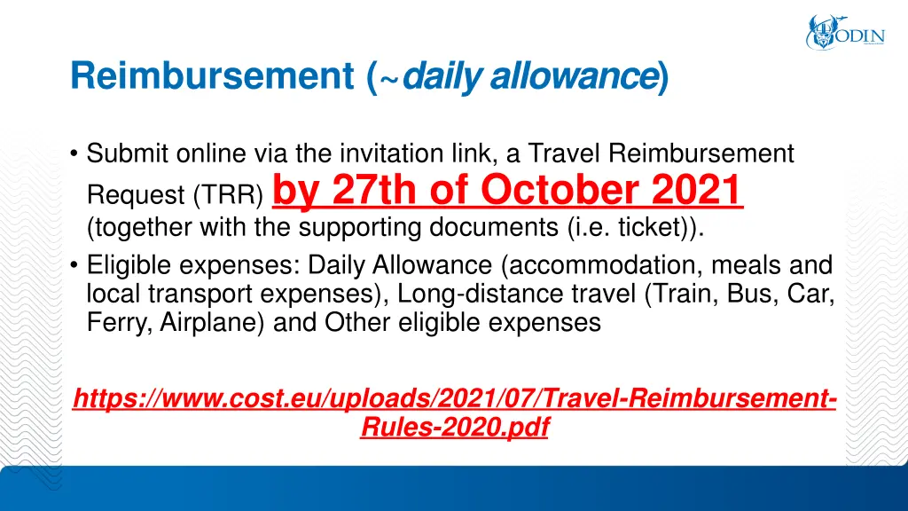 reimbursement daily allowance