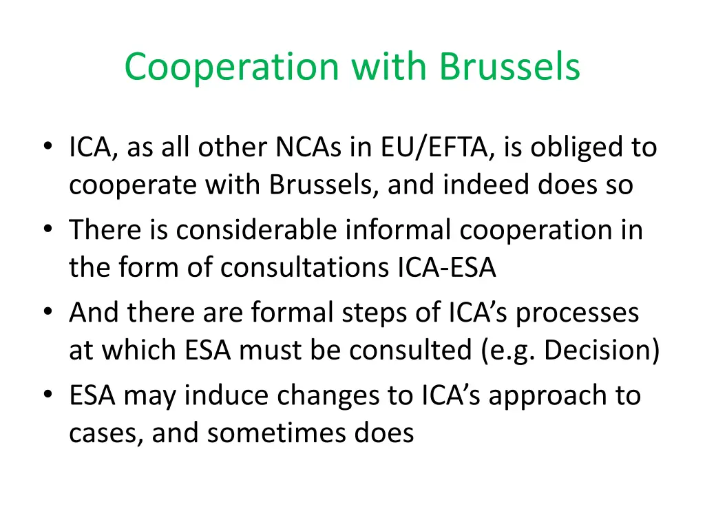 cooperation with brussels