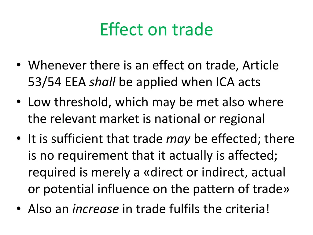 effect on trade