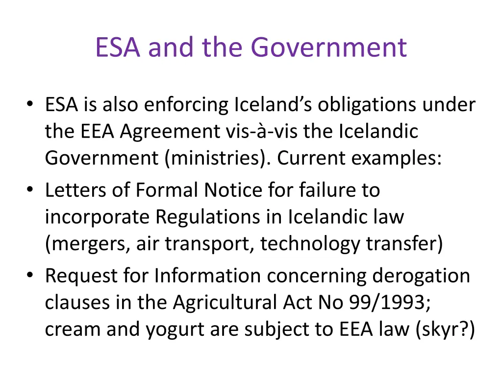 esa and the government