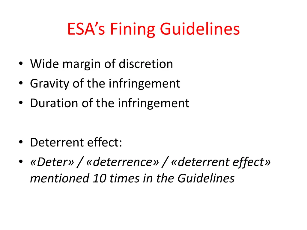 esa s fining guidelines