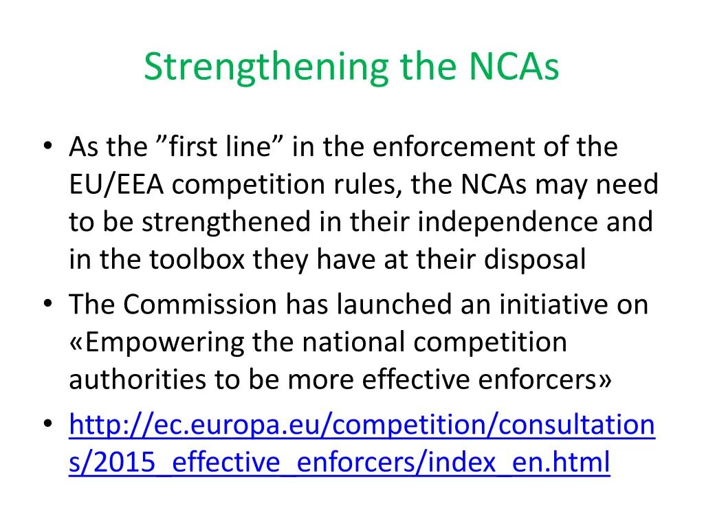 strengthening the ncas