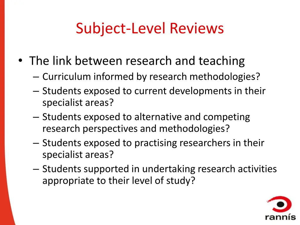 subject level reviews 2