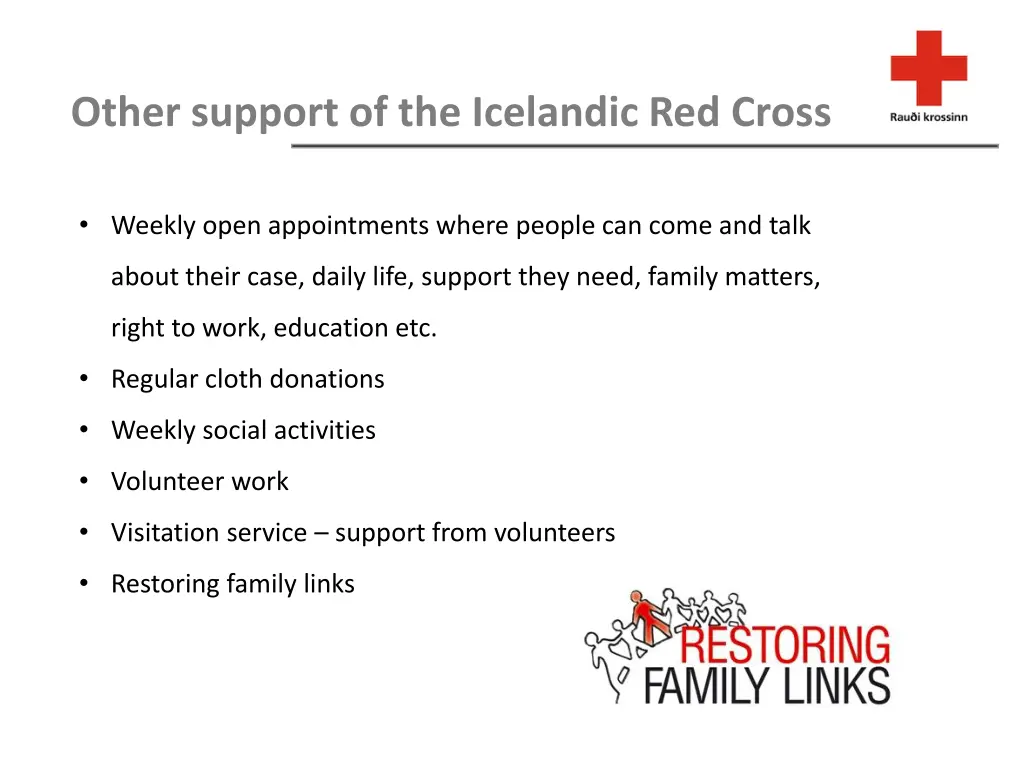 other support of the icelandic red cross