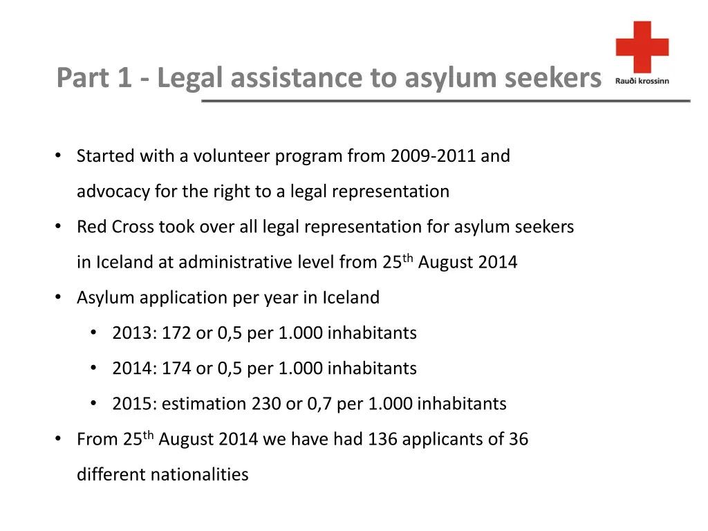 part 1 legal assistance to asylum seekers