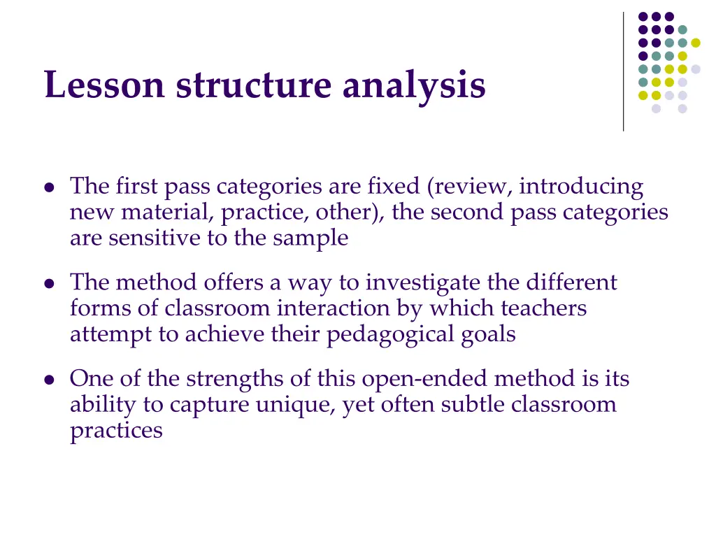 lesson structure analysis 1