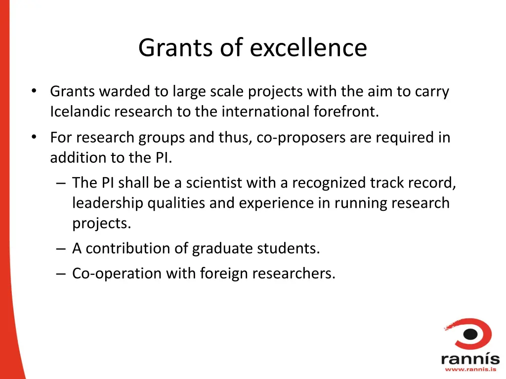 grants of excellence