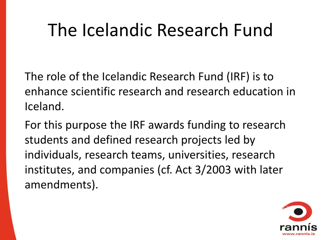 the icelandic research fund