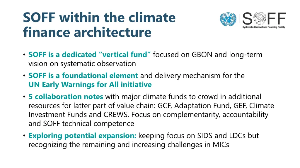 soff within the climate finance architecture