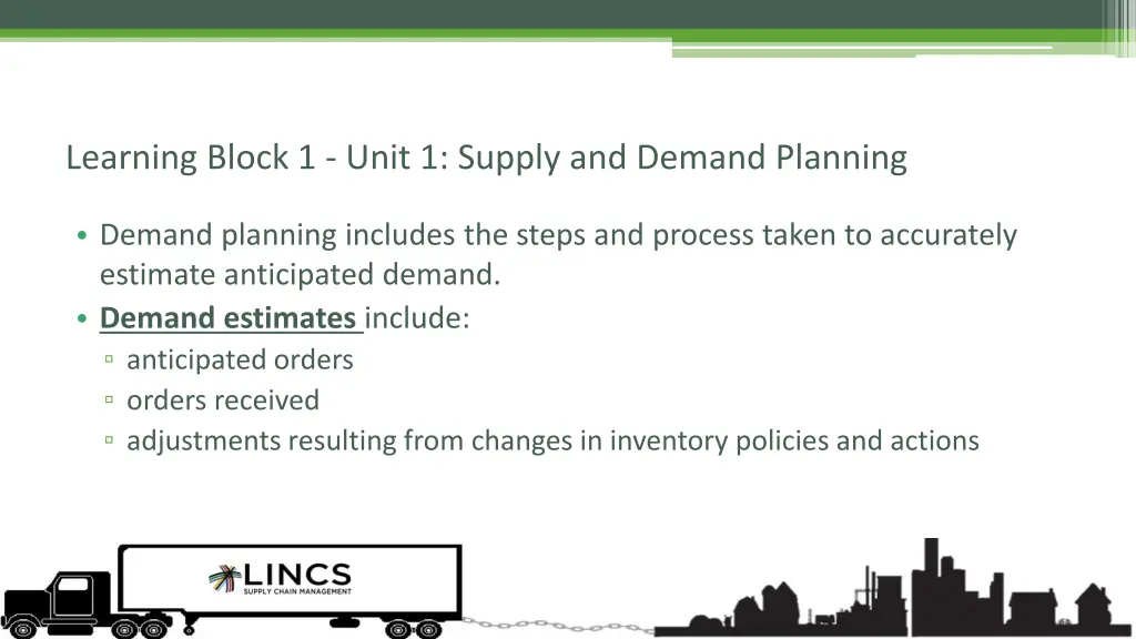 learning block 1 unit 1 supply and demand planning