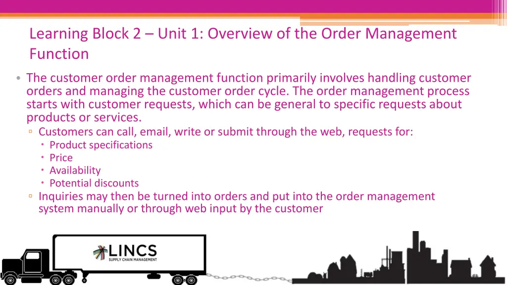 learning block 2 unit 1 overview of the order