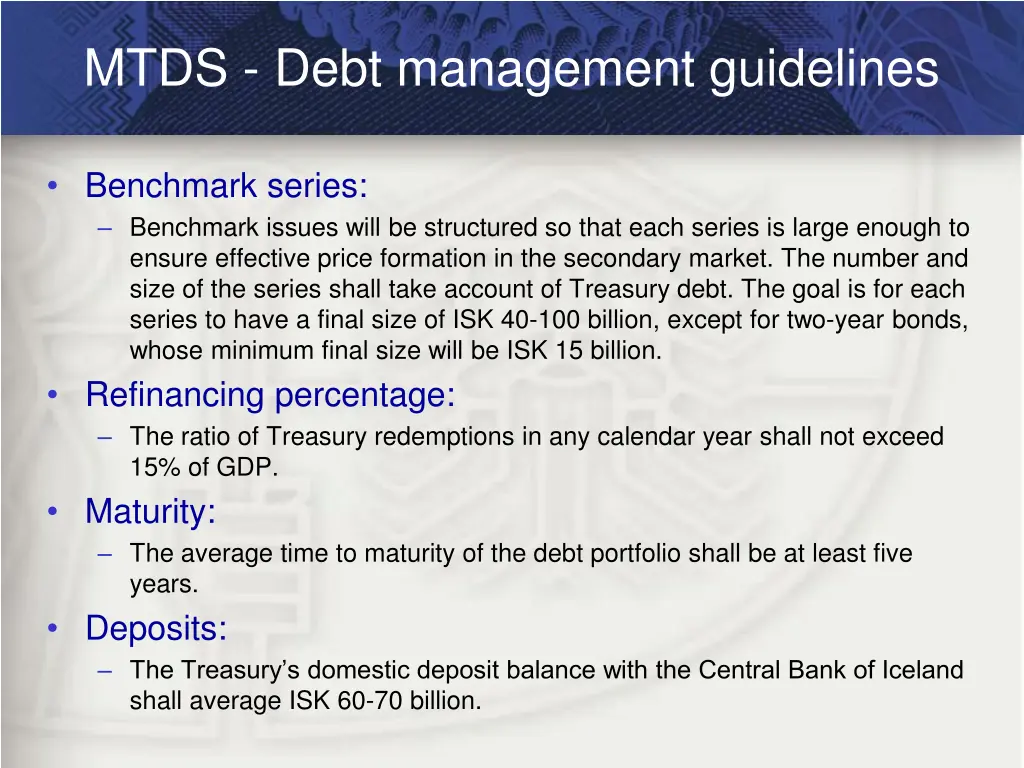 mtds debt management guidelines 1