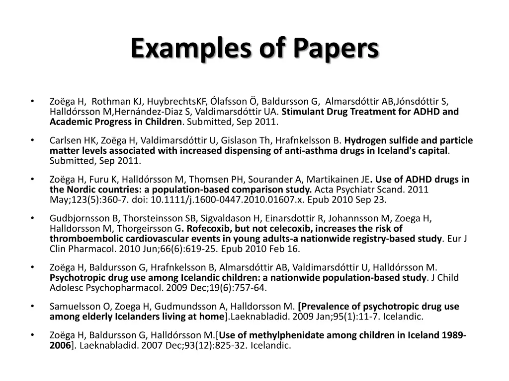 examples of papers