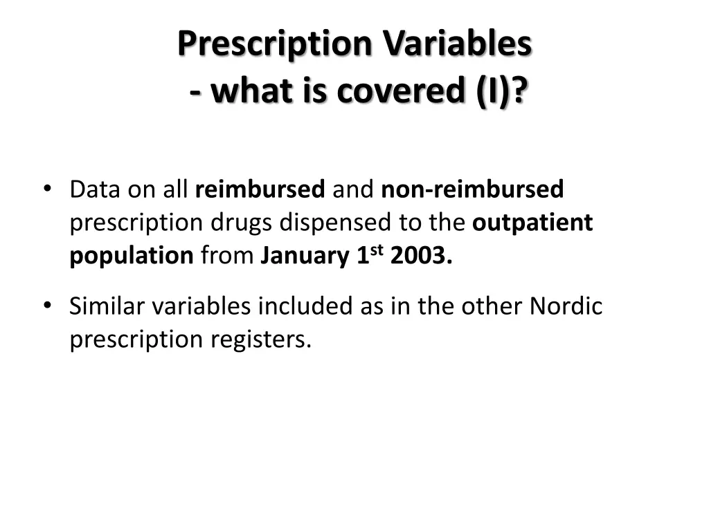 prescription variables what is covered i