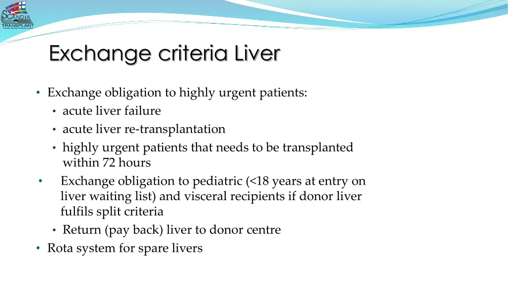 exchange criteria liver